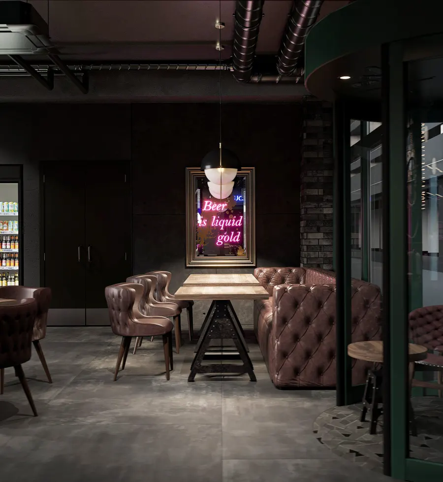 Bar u brutalnom industrijskom stilu – vizualizacija 5