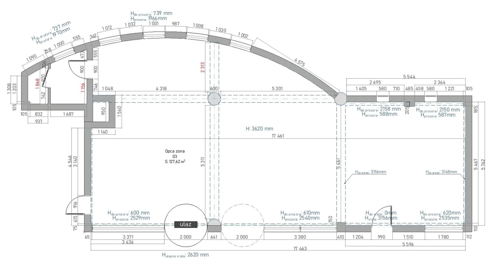 Bar u brutalnom industrijskom stilu – plan 1