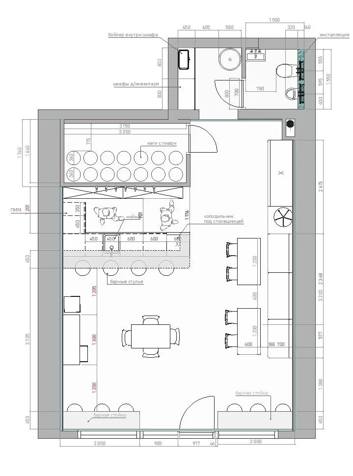 An industrial-style bar in the capital – plan 2