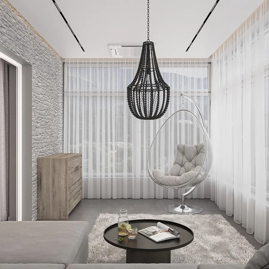 An ergonomic studio with a hidden kitchen – visualisation 7