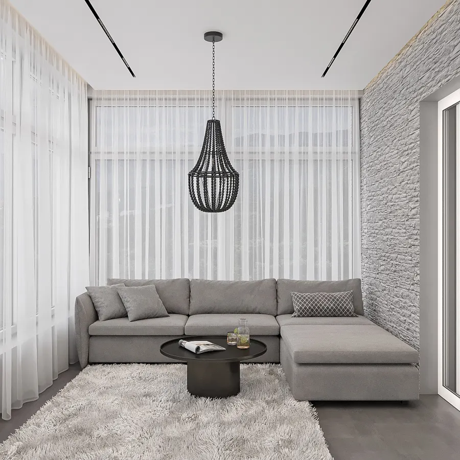 An ergonomic studio with a hidden kitchen – visualisation 8