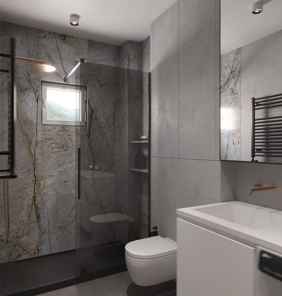 An ergonomic studio with a hidden kitchen – visualisation 11