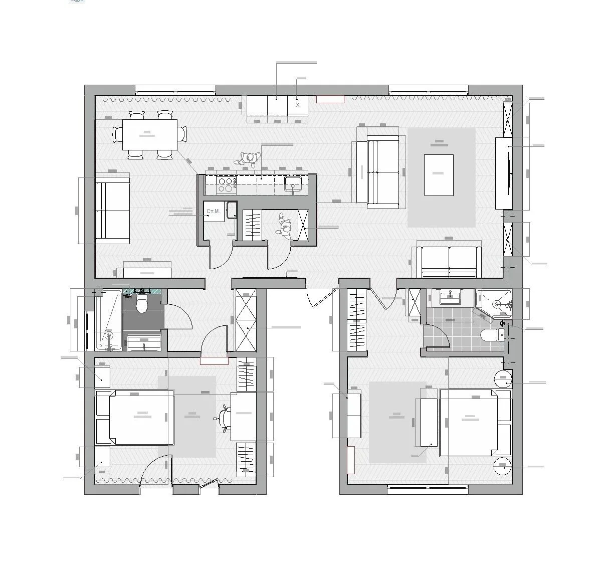 An elegant two-bedroom apartment – plan 2