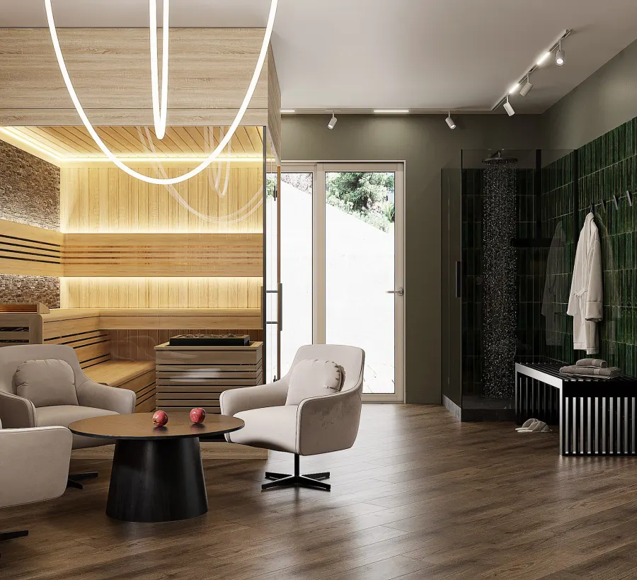 A home gym with a relaxation area – visualisation 14