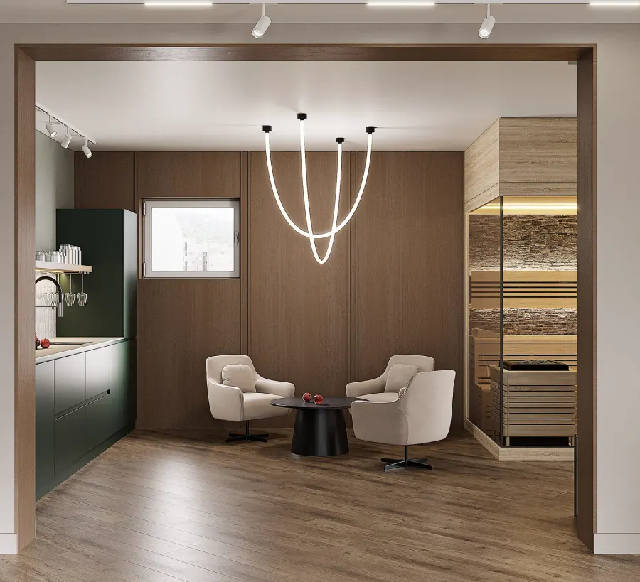 A home gym with a relaxation area – visualisation 15