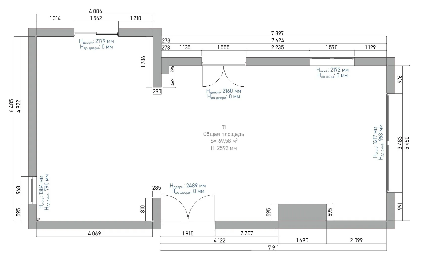A home gym with a relaxation area – plan 1